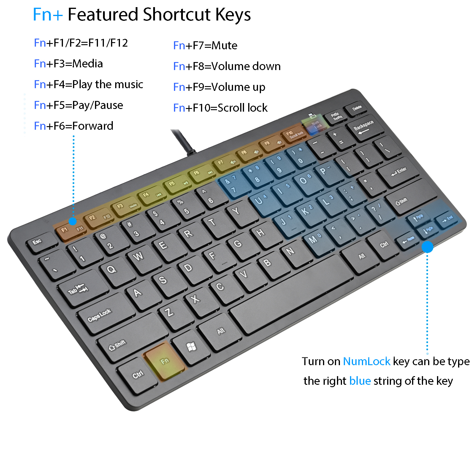 iKKEGOL Slim 78Key USB Compact Chocolate Keyboard - Click Image to Close