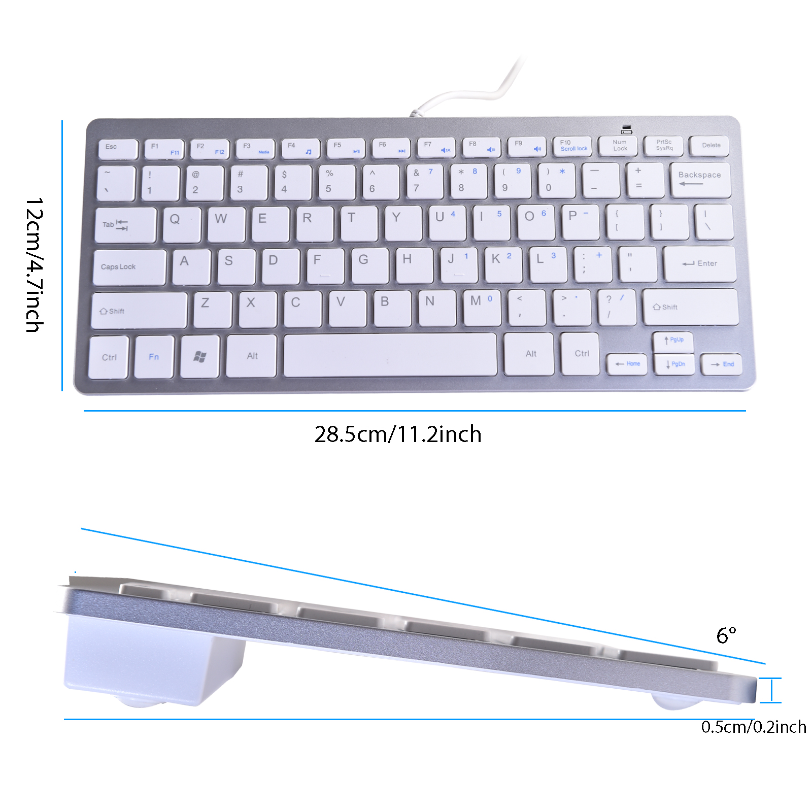 iKKEGOL Mini USB Slim Wired 78-Key Small Compact Keyboard