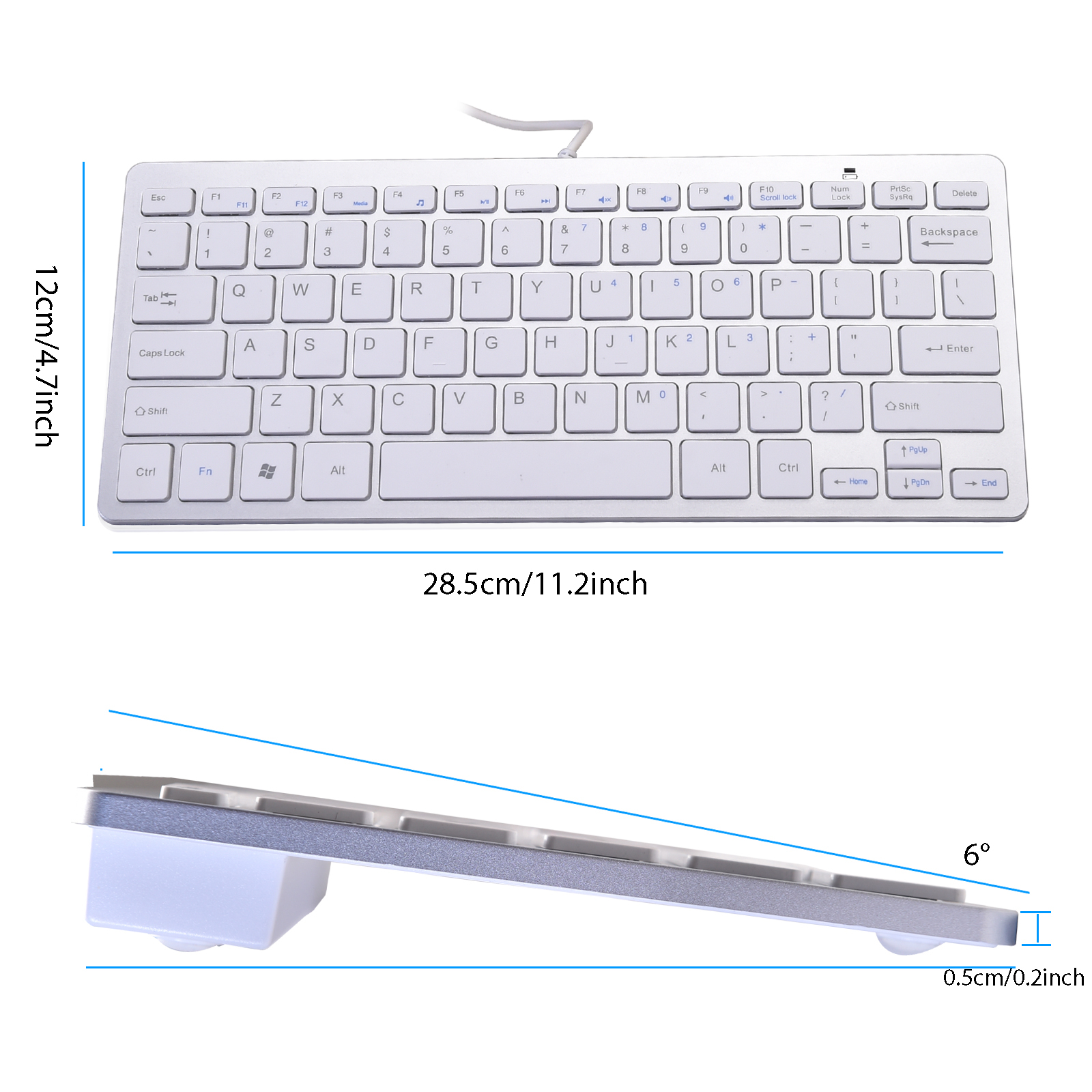 iKKEGOL Mini USB Slim Wired 78-Key Small Compact Keyboard - Click Image to Close