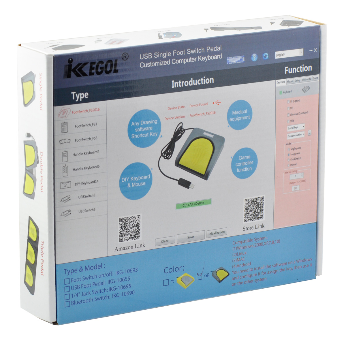 iKKEGOL USB Foot Switch Control Customized Computer HID Pedal - Click Image to Close