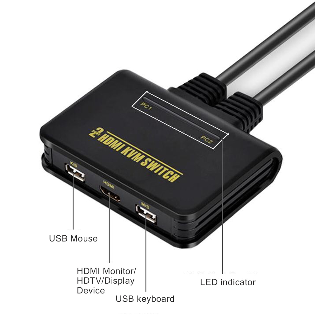 iKKEGOL 2 Port USB HDMI KVM Switch integrated Cable