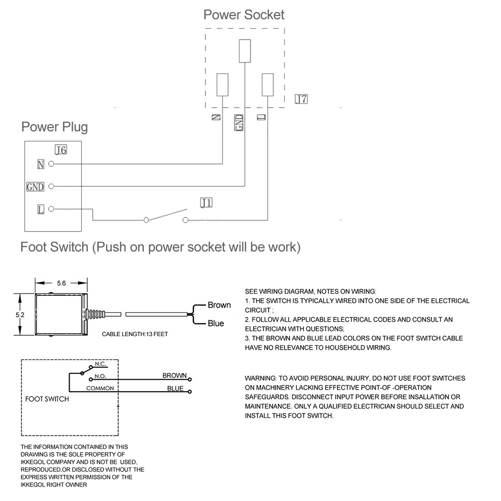 iKKEGOL Mechanical DIY Foot Pedal Operated ON/OFF Controller