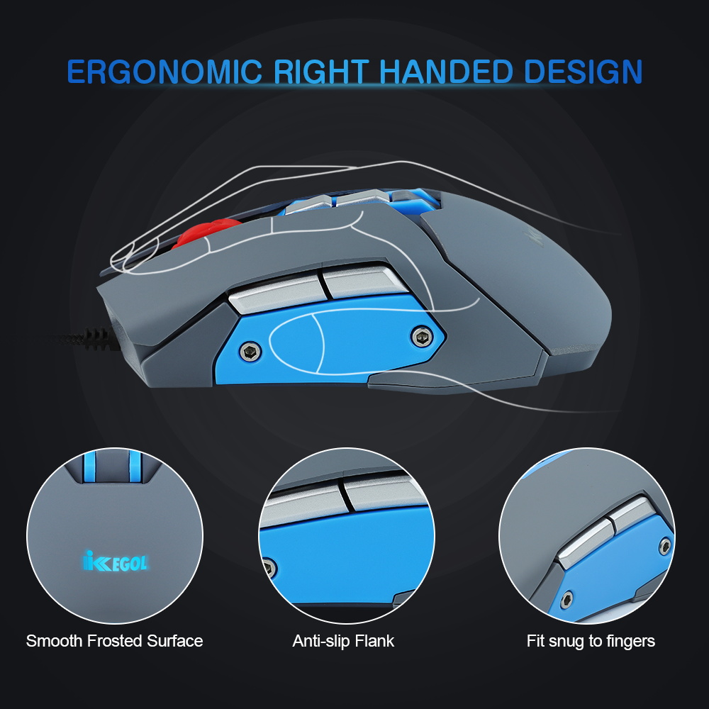 iKKEGOL USB Programmable Gaming Mouse with Speaker, microphone