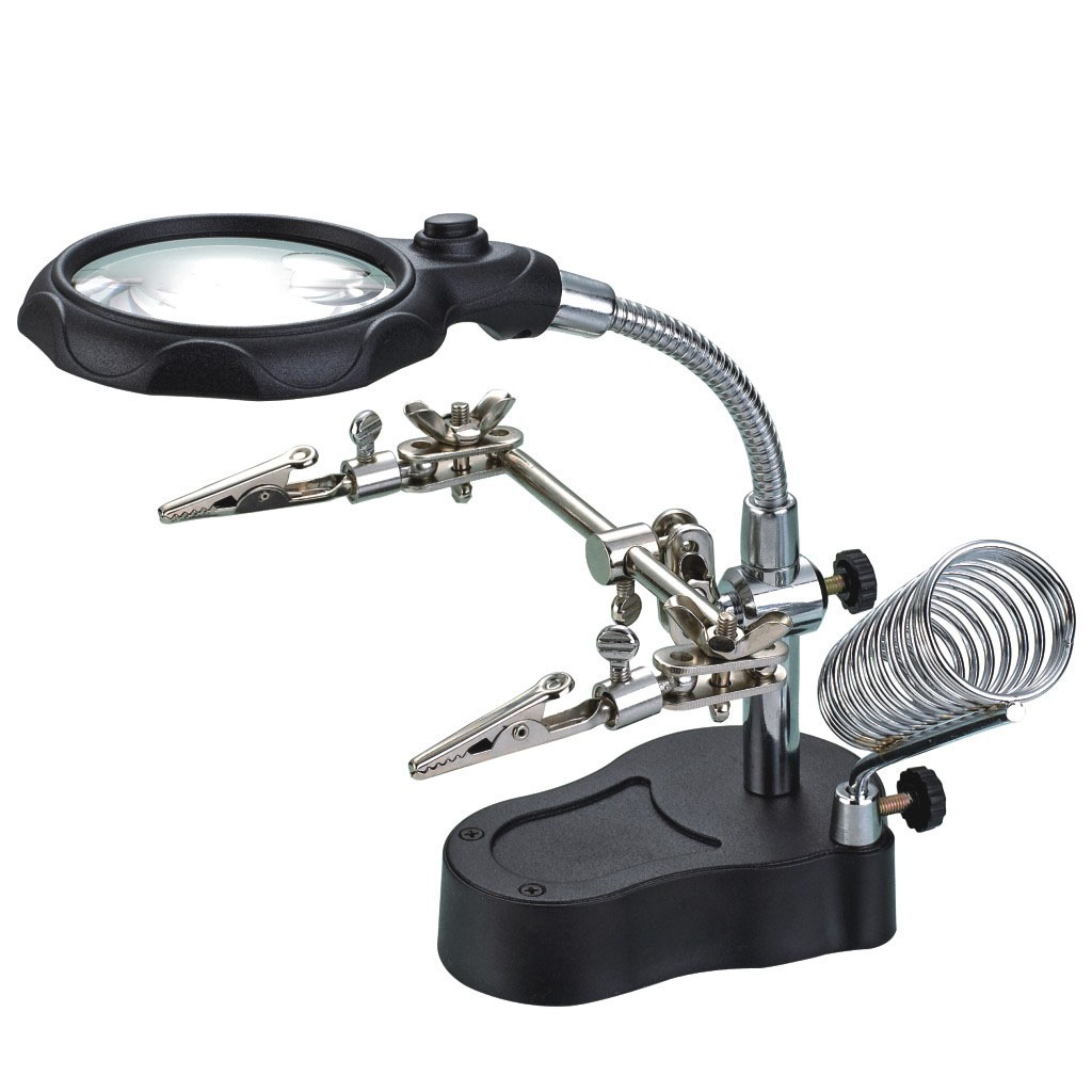 iKKEGOL Helping Hands Magnifier LED Glass Adjustable Alligator C