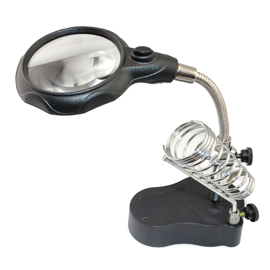 iKKEGOL Helping Hands Magnifier LED Glass Adjustable Alligator C - Click Image to Close