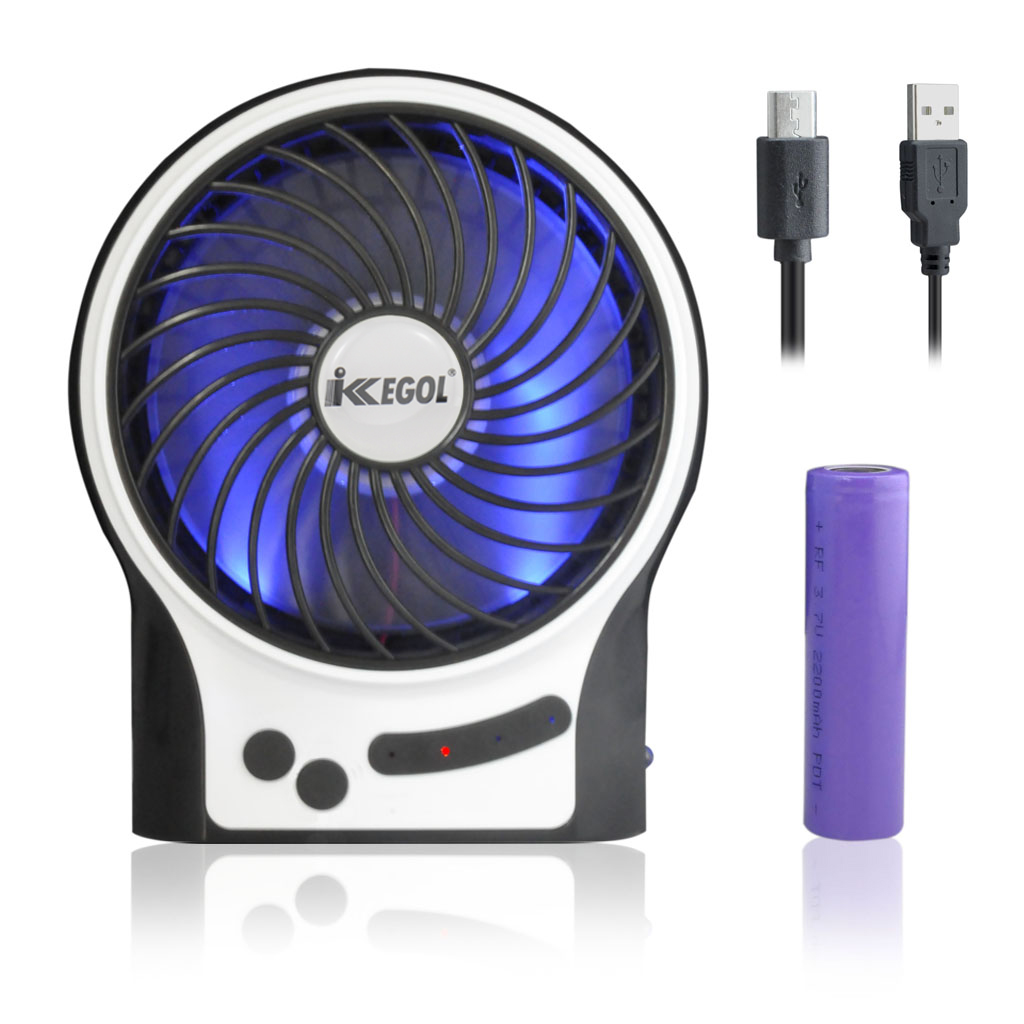 iKKEGOL Mini Portable USB Rechargeable Desk Fan Black