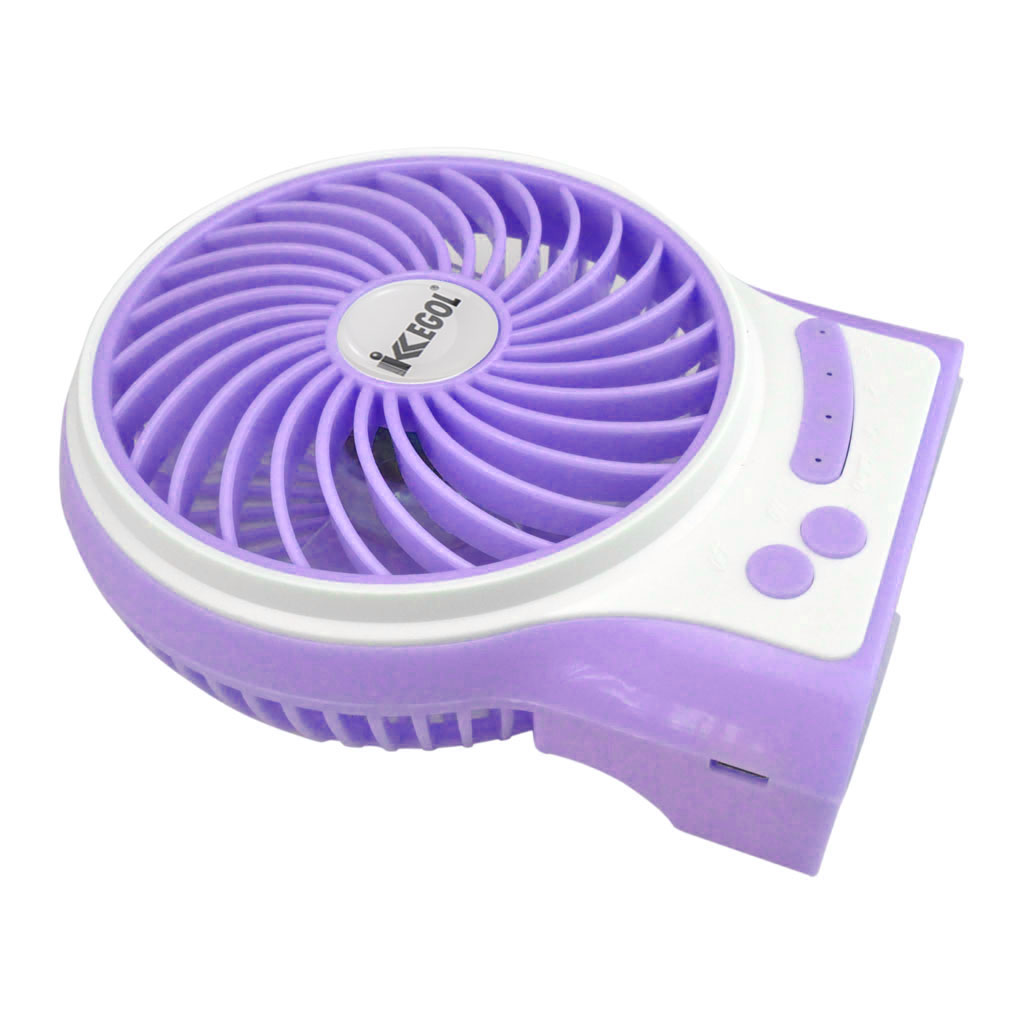 iKKEGOL Mini Portable USB Rechargeable Desk Fan Purple - Click Image to Close
