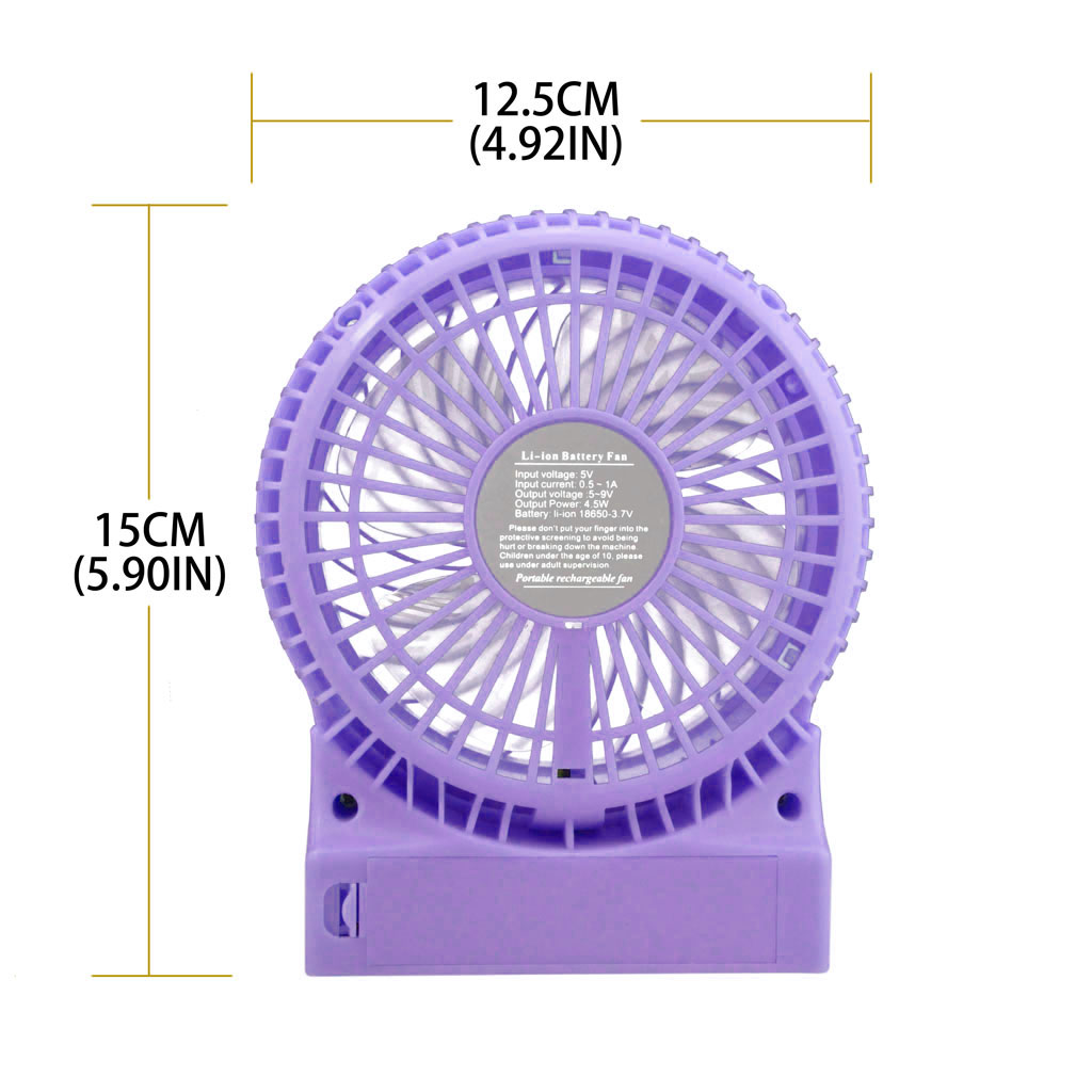 iKKEGOL Mini Portable USB Rechargeable Desk Fan Purple