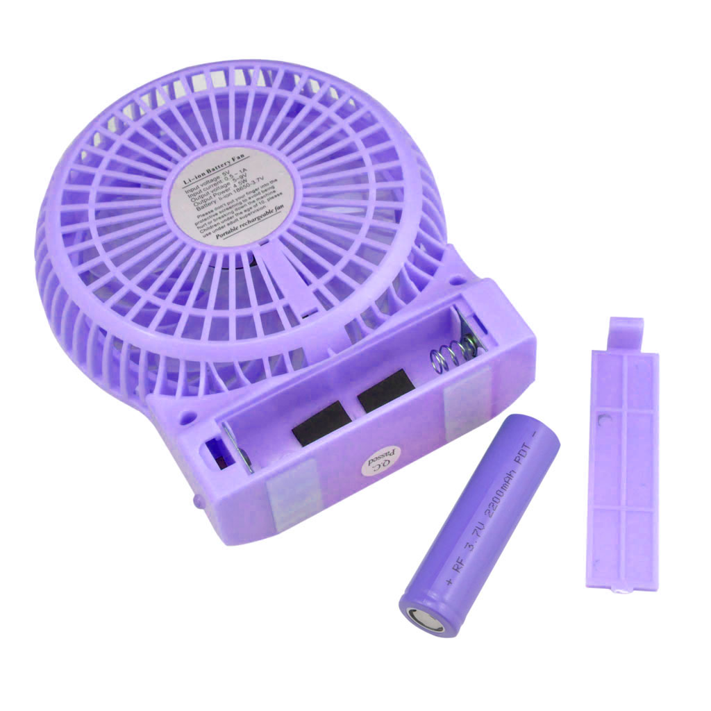iKKEGOL Mini Portable USB Rechargeable Desk Fan Purple - Click Image to Close