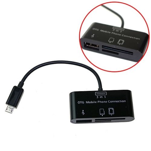 Micro USB OTG Mobile Phone Udisk SD TF 3in1 Card Reader Conector