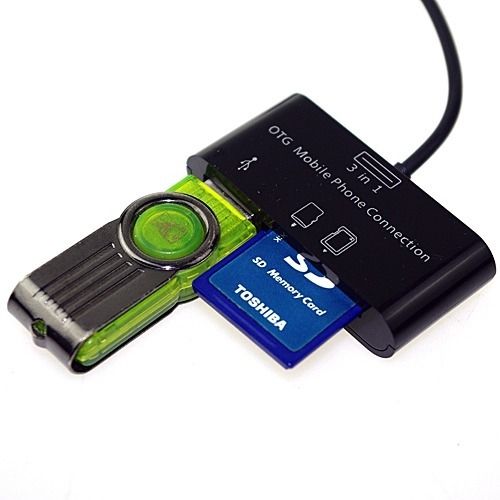 Micro USB OTG Mobile Phone Udisk SD TF 3in1 Card Reader Conector - Click Image to Close