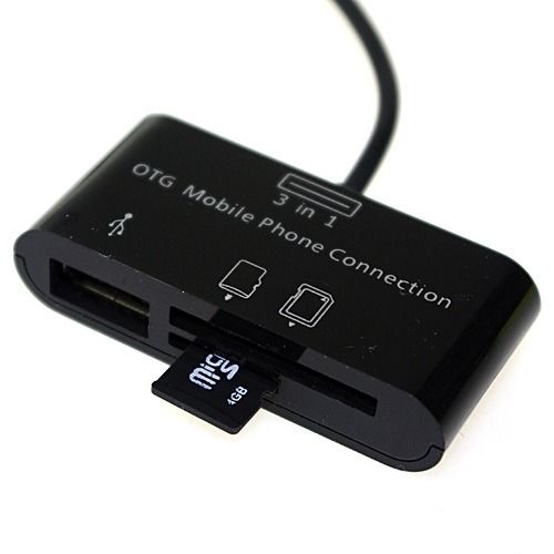 Micro USB OTG Mobile Phone Udisk SD TF 3in1 Card Reader Conector - Click Image to Close