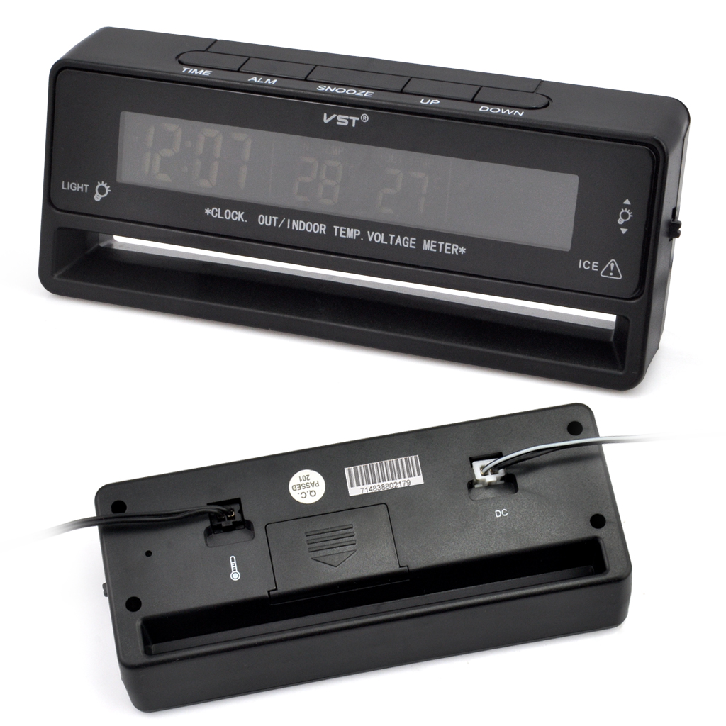 iKKEGOL Car Voltage Monitor Battery Alarm Clock Temp