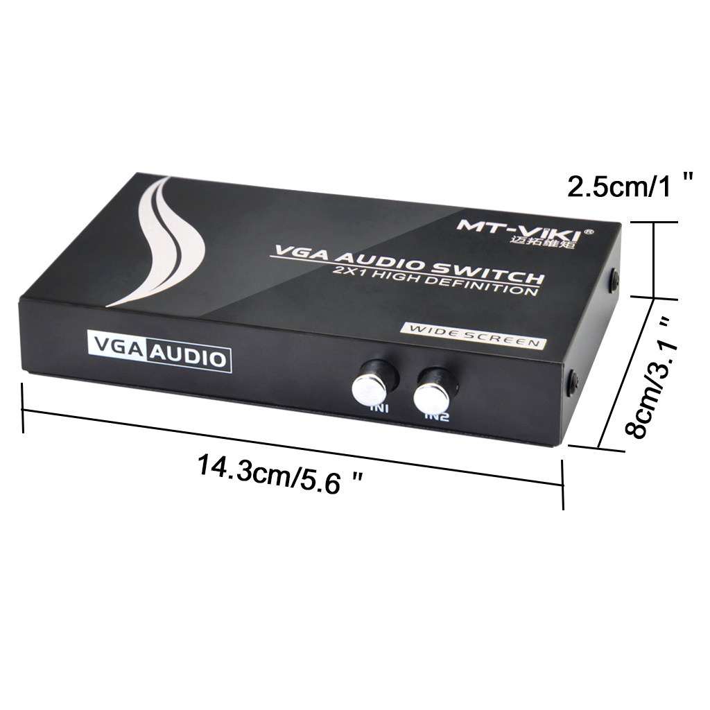 2 Port VGA Audio Video Switch 2x1 SVGA Switcher Box MT-15-2AV