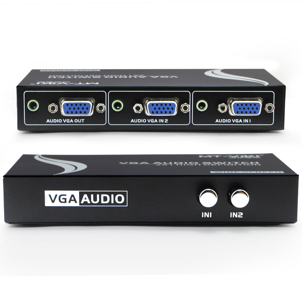 2 Port VGA Audio Video Switch 2x1 SVGA Switcher Box MT-15-2AV
