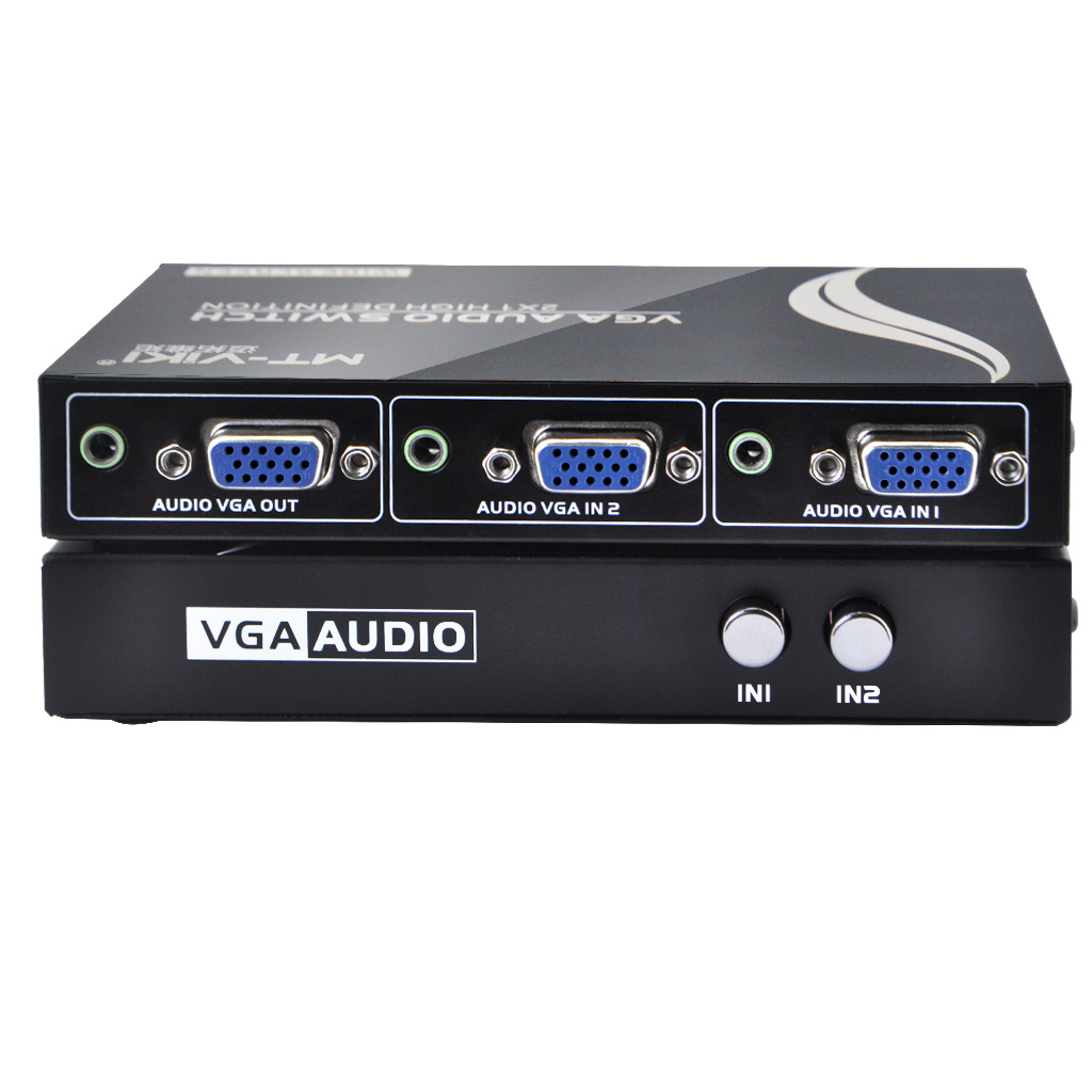 2 Port VGA Audio Video Switch 2x1 SVGA Switcher Box MT-15-2AV