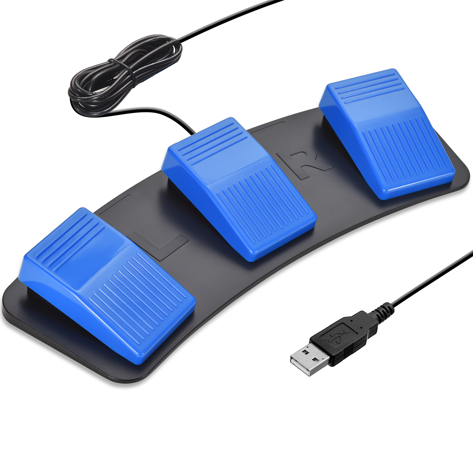 iKKEGOL 2023 USB Foot Triple Switch Blue Pedal HID