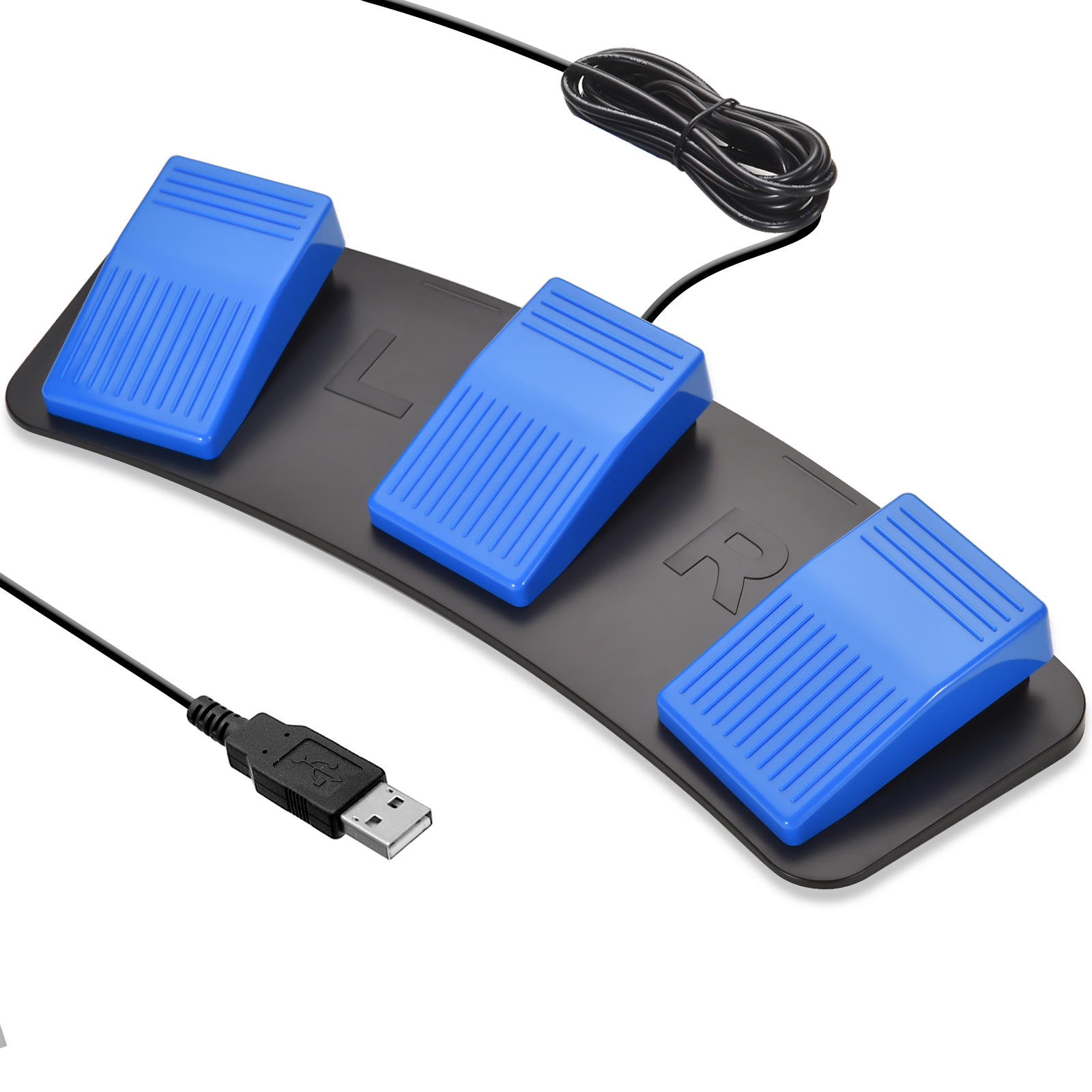 iKKEGOL 2023 USB Foot Triple Switch Blue Pedal HID - Click Image to Close