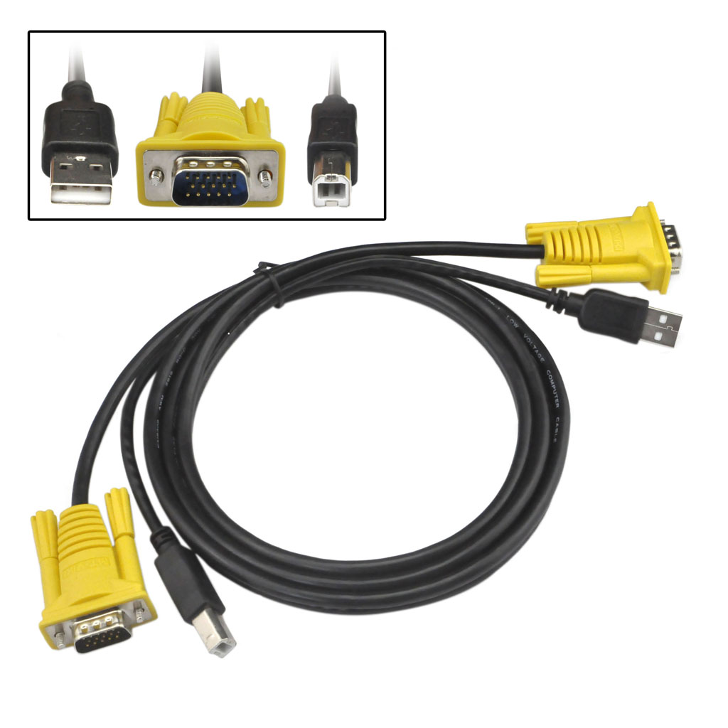Original KVM Switch Cable VGA+USB B to VGA+USB A Male to Male [10239Y