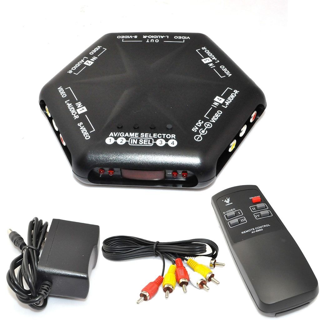 4 Port in 1 Out Video Audio Game AV Switch Box S-Video Selector