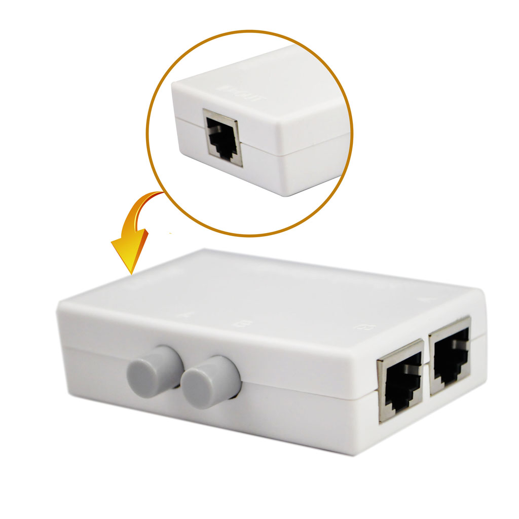 2-Port RJ45 Network Key-Press Switch Splitter Selector Box