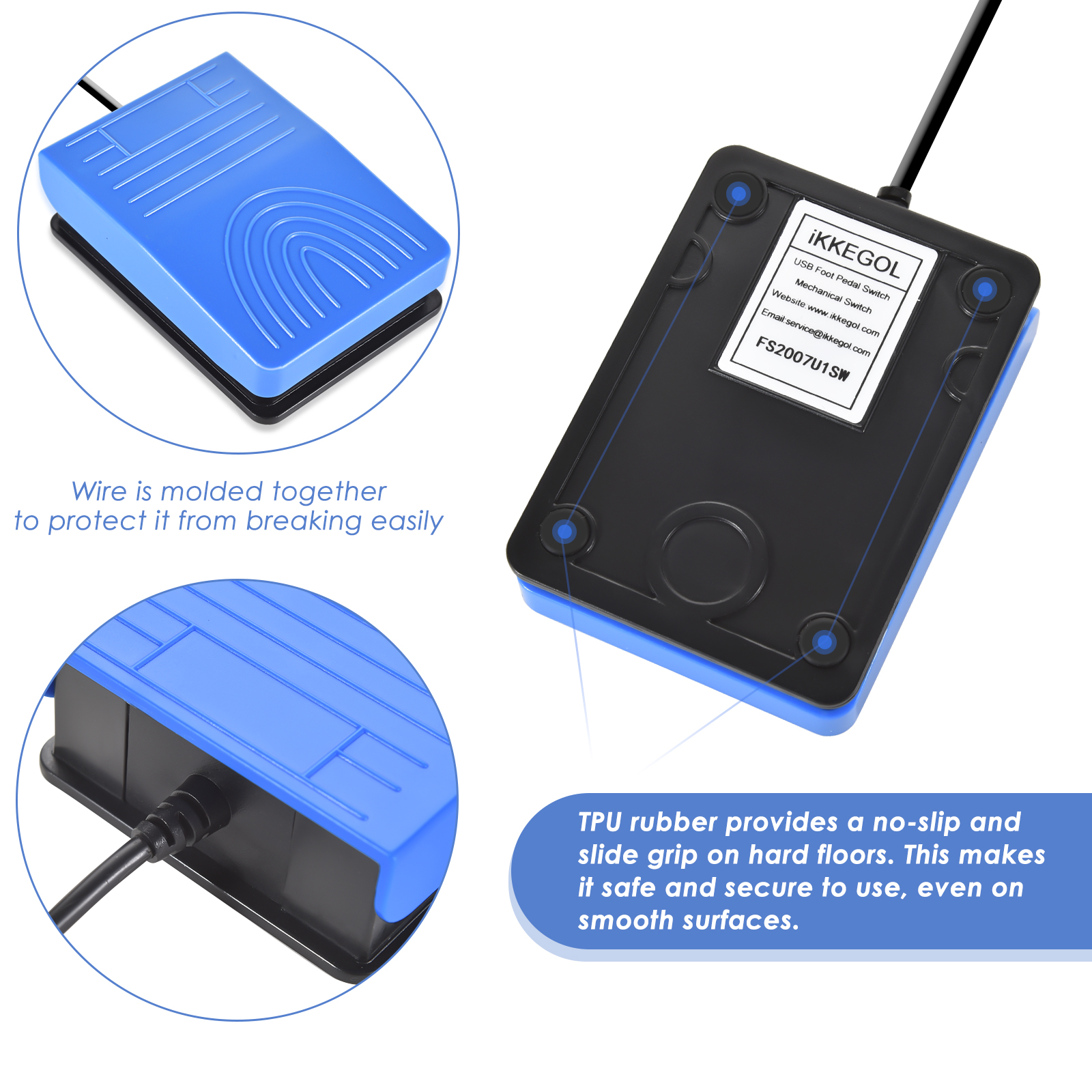 iKKEGOL USB Blue Pedal Foot Program Switch - Click Image to Close