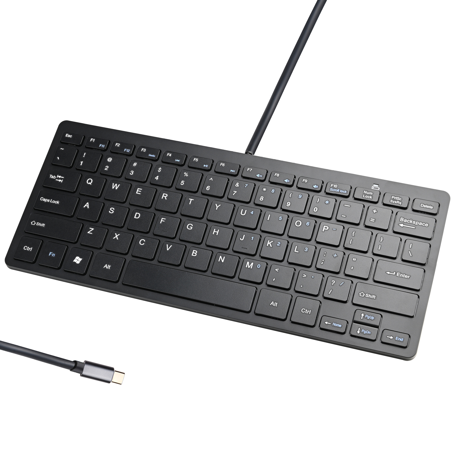 2 in1 USB-C Ultra Slim 78 Scissor Keys Compact Wired Keyboard - Click Image to Close