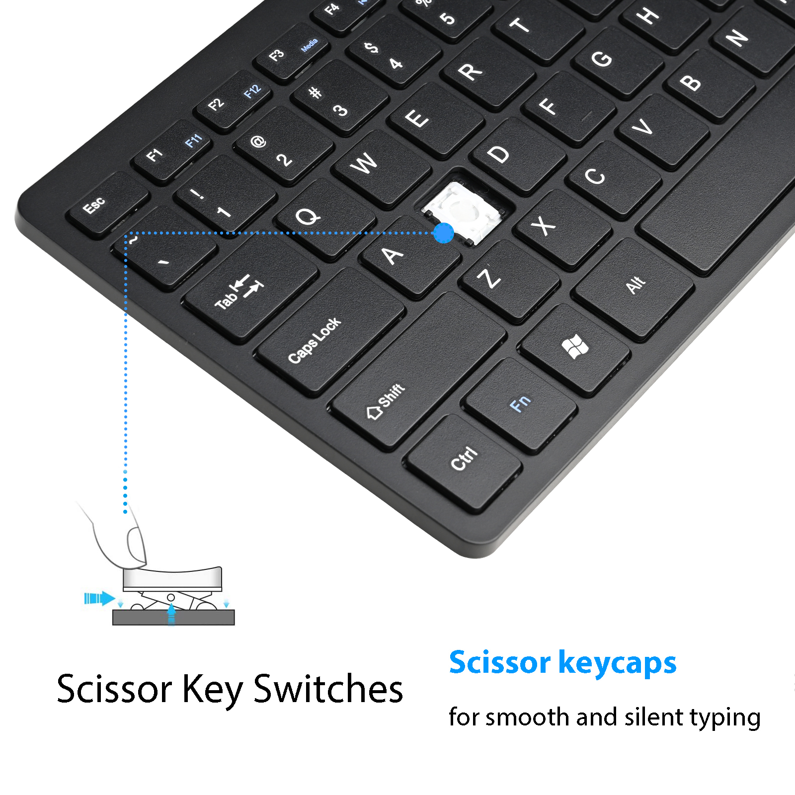 2 in1 USB-C Ultra Slim 78 Scissor Keys Compact Wired Keyboard - Click Image to Close