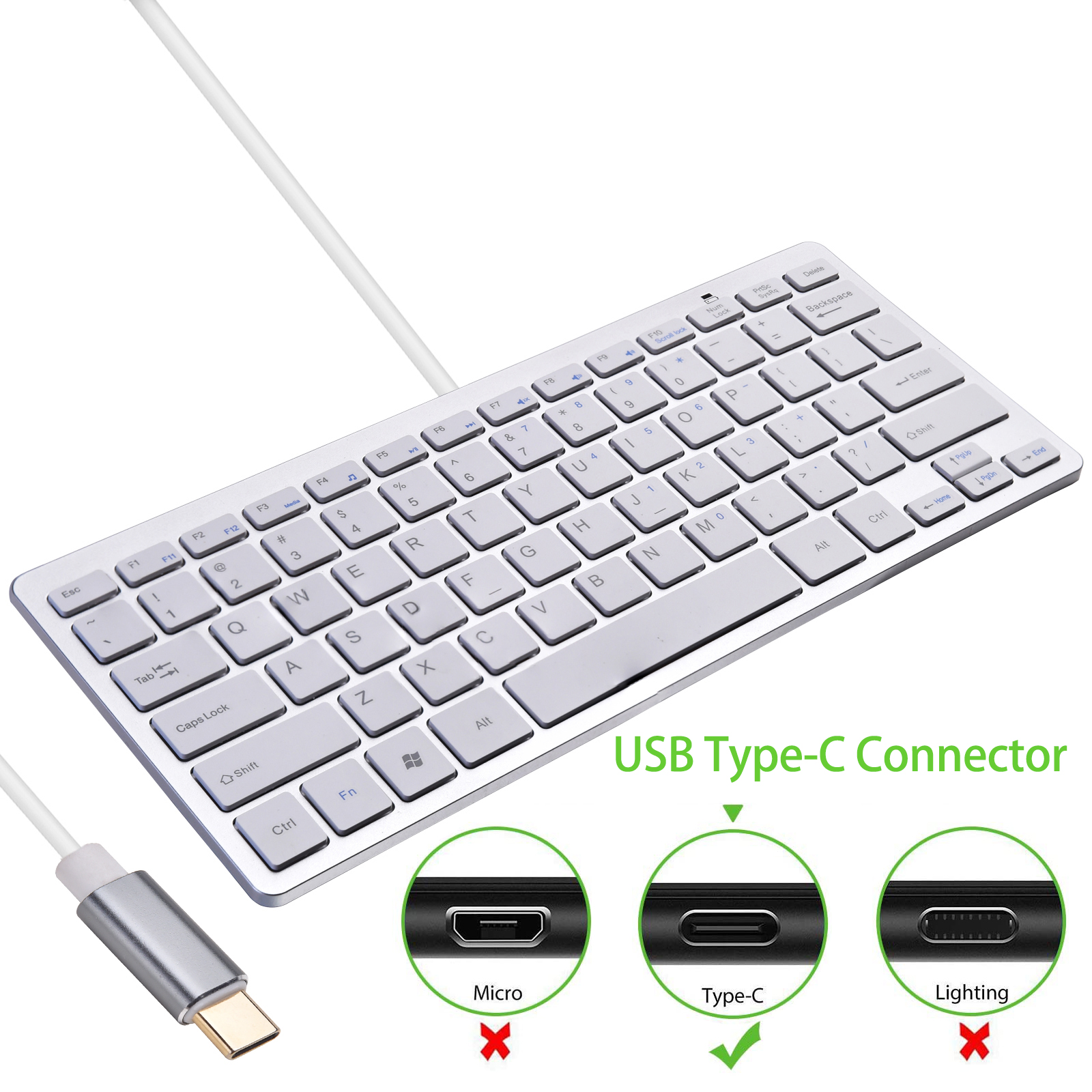 USB-C Ultra Thin 78 Scissor Keys Mini Slim 2-in-1 Keyboard