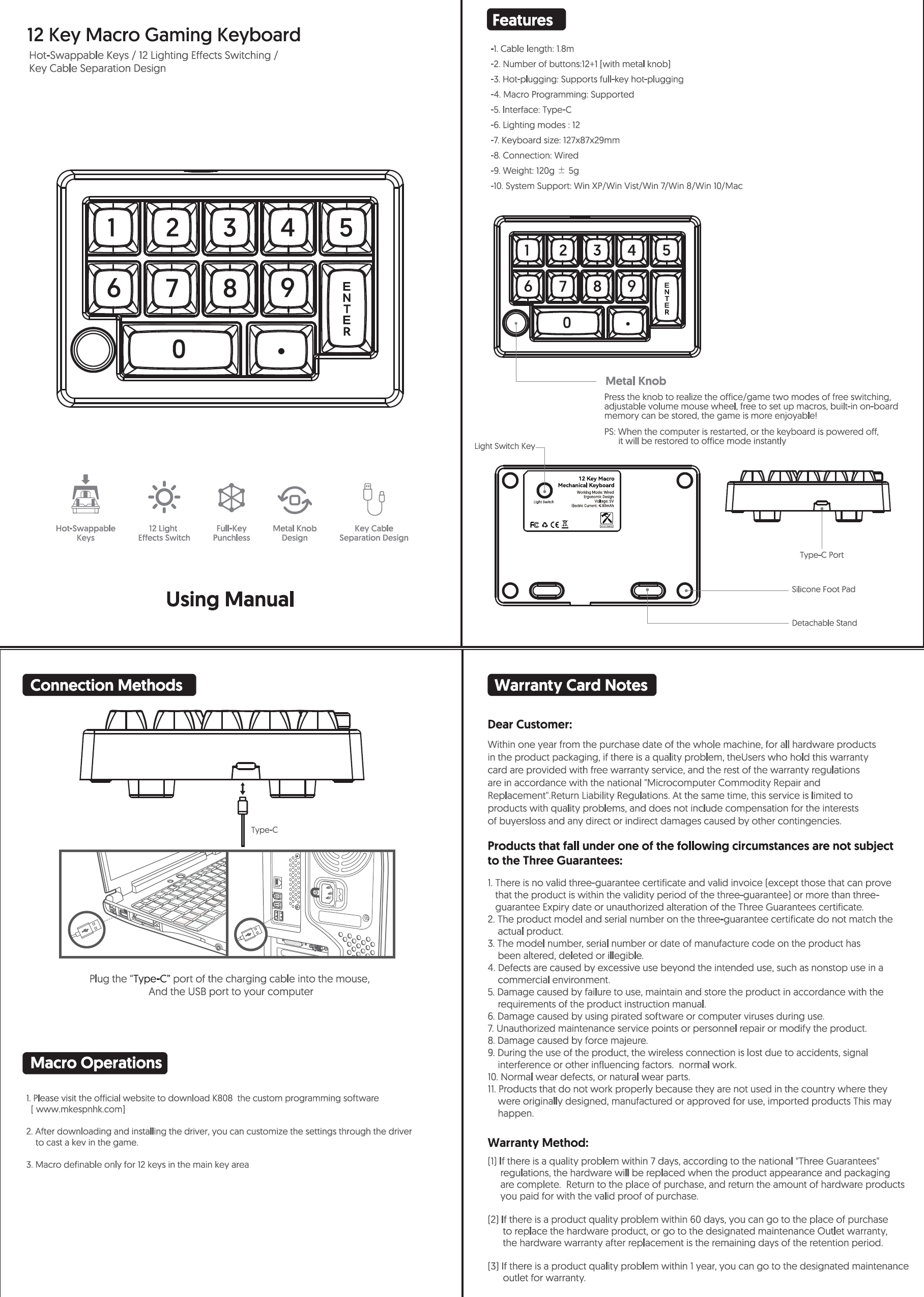 iKKEGOL 12-Keys Macro Mechanical Definable Mini Keyboard White - Click Image to Close