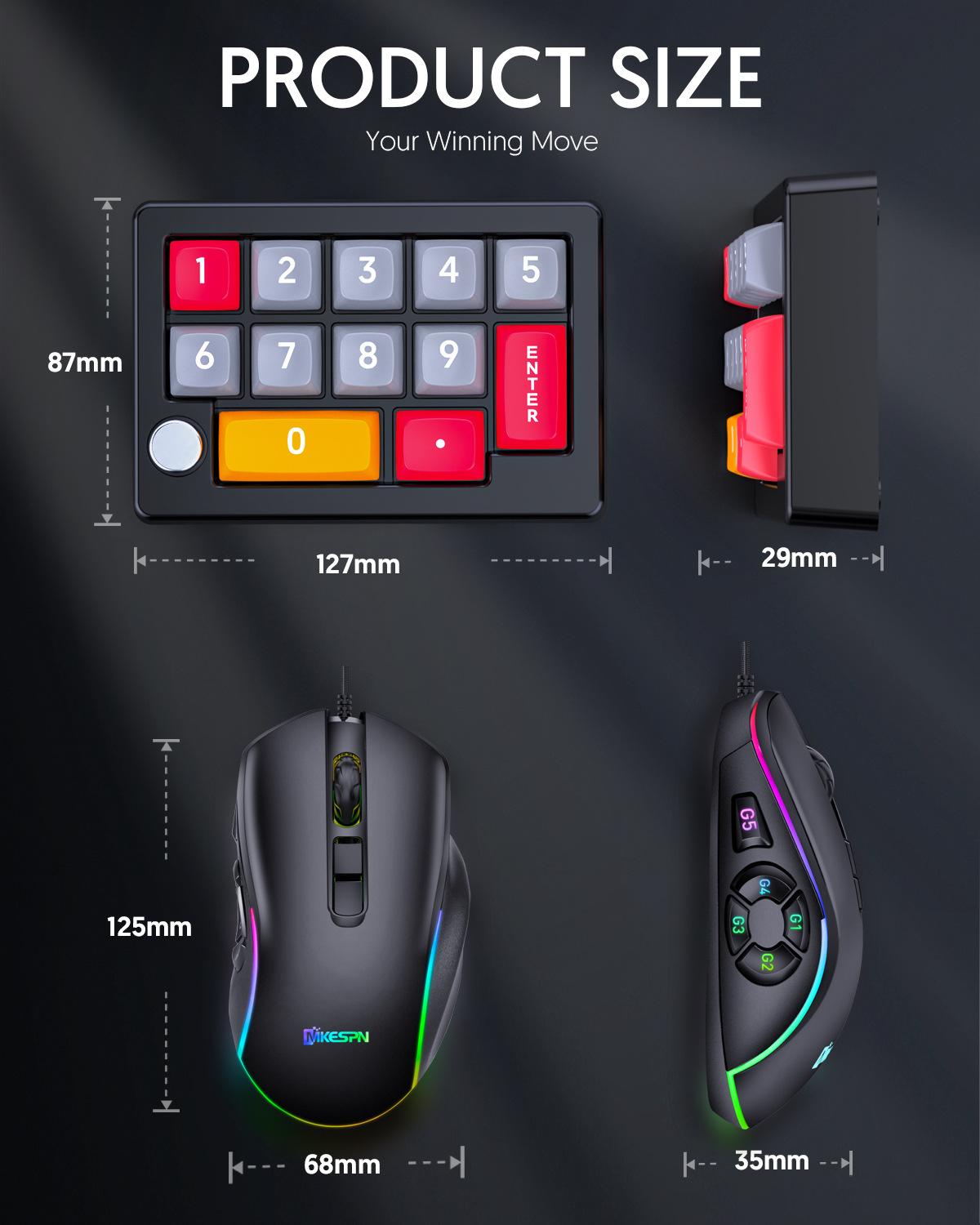 iKKEGOL 12 Keys Customize Macro Gaming Keyboard Black - Click Image to Close
