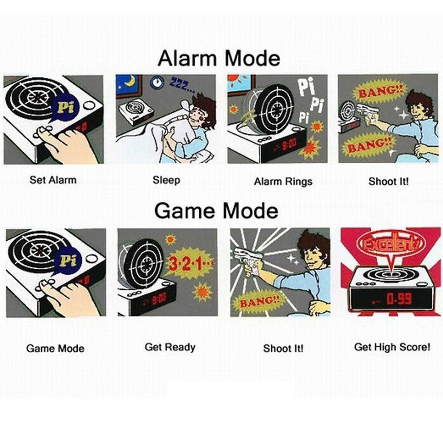 Target Alarm Clock Kids Gadgets Gift with Infrared Toy Gun