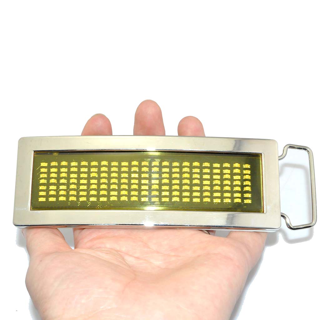 Metal Frame LED DIY Text Name Flash Scrolling Belt Buckle - Click Image to Close