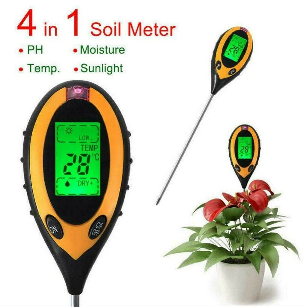 4 in 1 Soil PH Temperature Water Moisture Meter Plant Light PH
