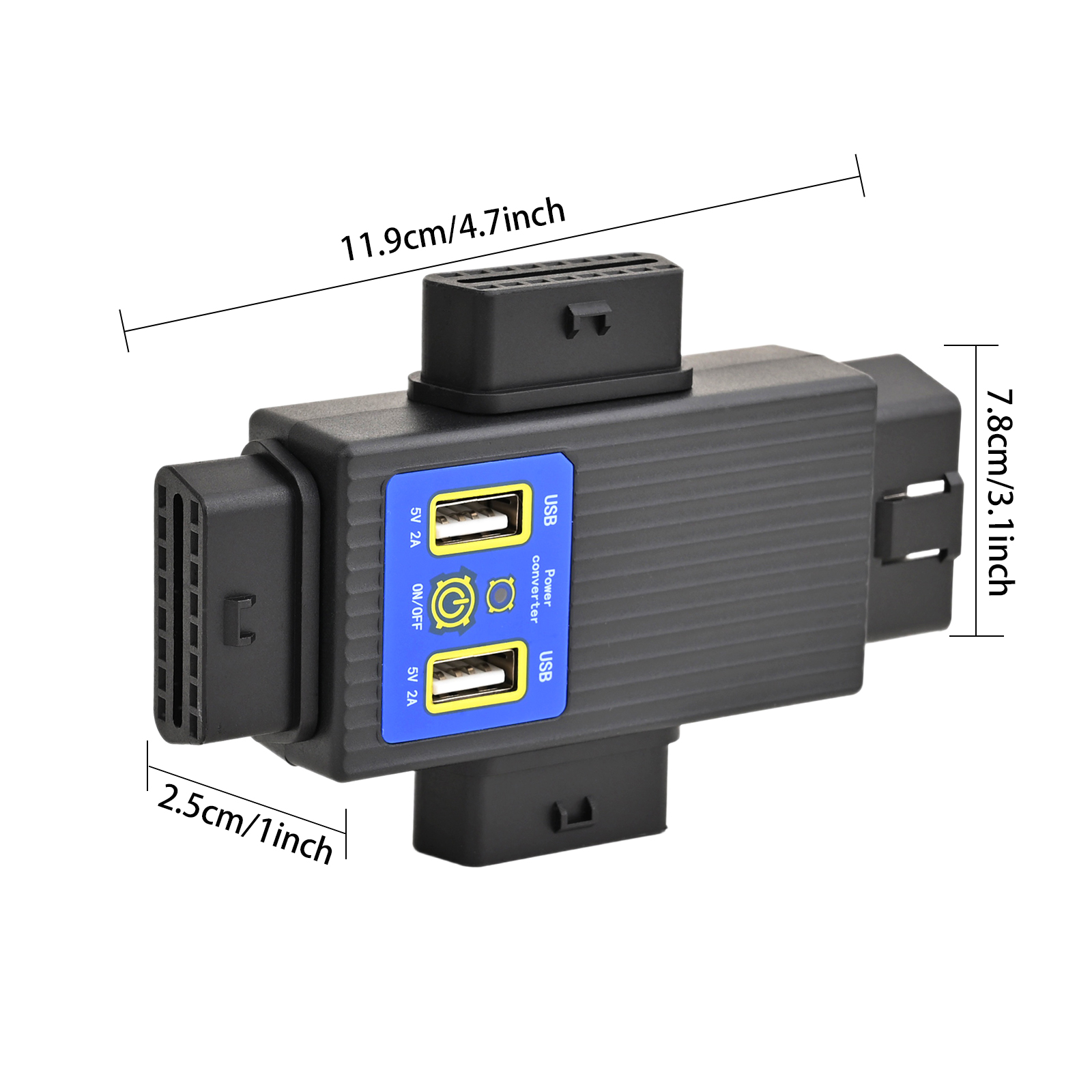 iKKEGOL OBDII 16 Pin 1 Male to 3 Female Splitter With 2 USB Char - Click Image to Close