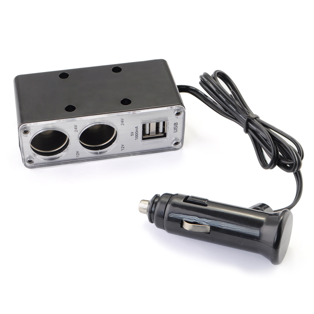 Twin Socket Car Cigarette Lighter Power Charger Adapter Dual USB
