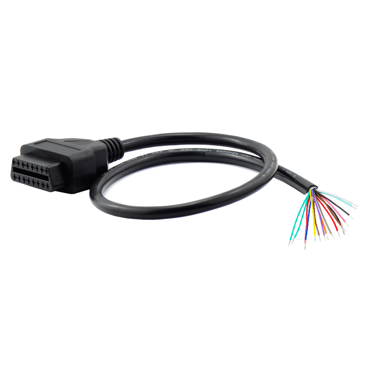 60cm 16-Pin OBD2 Female Connector Pigtail DIY Cable Cord