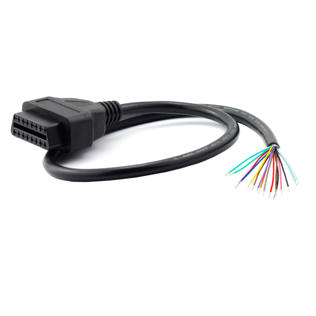 60cm 16-Pin OBD2 Female Connector Pigtail DIY Cable Cord - Click Image to Close