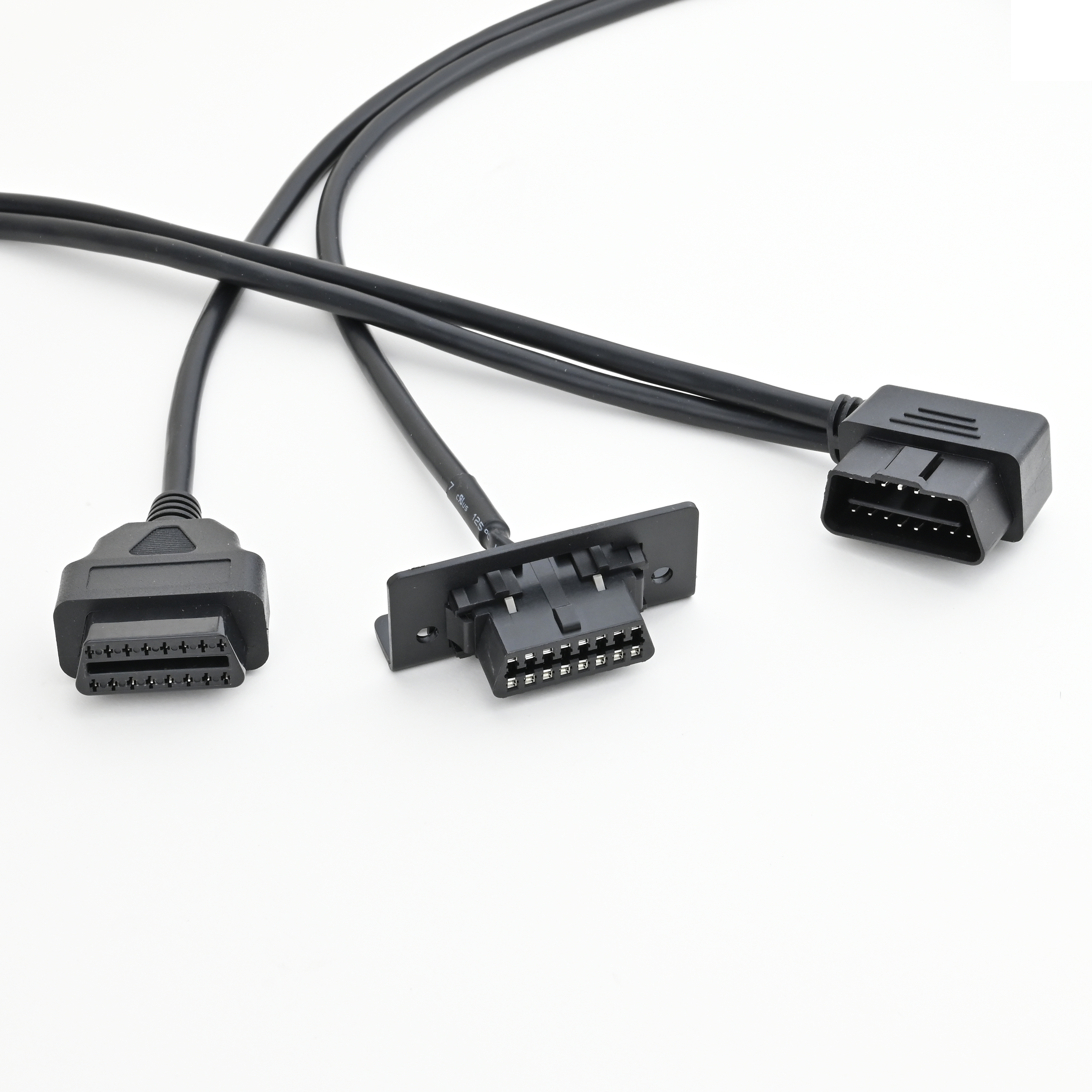 16pin OBDII Angle L Splitter Cable with Bracket for KIA Mazda