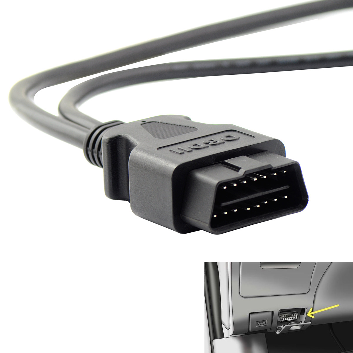 16pin OBDII YSplitter Cable with Underdash Bracket for KIA Mazda