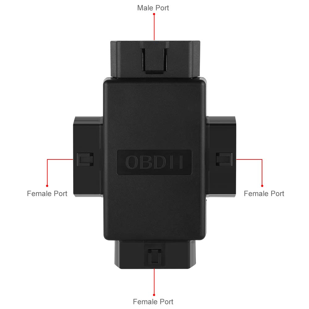 iKKEGOL Pocket OBD2 OBDII Full 16 Pin Male to 3 Female Splitter - Click Image to Close